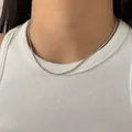 Collar de cadena de serpiente plateada minimalista en acero inoxidable para mujer - Plata (PD1415)
