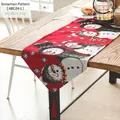 35x200cm Christmas table runner featuring red snowman jacquard patterns and tassels - 35x200cm / Snowman