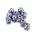 Sparkling silver stainless steel beads set with blue rhinestones for DIY bracelet making - 7mm Blue (KLJ2241-Z)