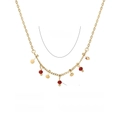 Collana in acciaio inossidabile placcata oro PVD 18K con perle di cristallo rosso - Dischi d'Oro in Cristallo Rosso