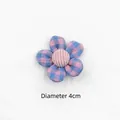 Detail view of a 4cm diameter pink and blue checkered fabric flower for DIY hair accessories - Purple Blue Plaid Flower