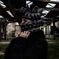Handmade punk crochet balaclava mask with spikes in black and gray colorway - Adult 56-59cm / Black and White Gradient