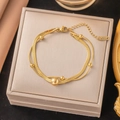 Doppellagiges Perlen-Blade-Armband (Gold)