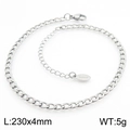 Silver stainless steel Cuban link anklet with lobster clasp and adjustable 230mm length - Silver Curb Chain Style (KJ3754-Z)