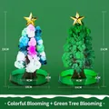 Colorful and green magic crystal Christmas tree set with 15cm height and gold star topper - Green + Multicolor