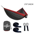 Ultralight nylon parachute hammock set in red and black, size 270x140cm for outdoors - 270x140cm / Elastic Band Style / Dark Gray/Red