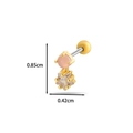 Piercing cartilage doré avec gemme ronde rose et zircon transparent en forme d'étoile - Style Étoile Pierre Rose (7# Jaune Doré)