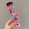 Colorful high-elasticity hair ties set in a transparent storage tube for daily styling - Jelly Color 100Pcs Jar Pack