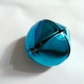 Blue metallic Christmas bell DIY craft charm with polished finish and cross opening - 10mm / Lake Blue