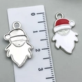 Christmas Santa Claus alloy enamel charm pendant in red and white with measurement scale - Santa Claus 24x15mm