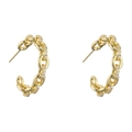 18K gold plated chain link earrings with pavé zircon crystals on a white background - Gold Flower Stud Earrings 1 Pair