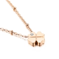 Rose gold stainless steel four leaf clover necklace with a sparkling gemstone pendant - Rose Gold (KN118231-KFC)