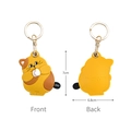 Yellow leather cat keychain charm with gold ring showing front and back views - Shh-Kitty
