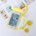 Luminous yellow waterproof phone pouch with transparent screen and matching lanyard - Glow in the Dark / Yellow
