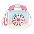 Kreative Umhängetasche in Telefonform aus PU-Leder mit weiß-rosa-blauem Farbverlauf - Groß / Rosa und Navyblau