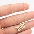 Macro shot of 1998 birth year gold necklace pendant with gothic hollow numbers - 1988 / Gold