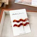 Lot de barrettes à cheveux ondulées en acétate écaille de tortue forme en S - Marron Léopard 6,8 cm