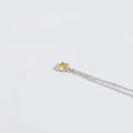 Minimalist silver chain necklace with a round yellow gemstone pendant in four-prong setting - Yellow (Silver Chain)