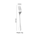 Gepolijste zilveren roestvrijstalen diner vork, lengte 20,7 cm en een gewicht van 35 g - No.1 Vork