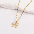 Macro detail of gold plated butterfly pendant with sparkling cubic zirconia inlay - Style 1-Gold Bowknot