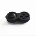 Detailed close-up of a black fidget controller toy with joystick and silicone buttons - All Black with Color Box and String