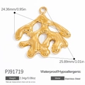 Polished gold organic ocean pendant in stainless steel with waterproof finish - Stainless Steel Gold Organic Shape Pendant (PJ91719)
