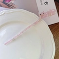Roze acetaat haarspeld met kattenmotief, marmeren textuur en glanzende strass - Ongeveer 17cm / Roze