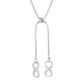 Silver infinity pendant necklace with adjustable square snake chain and Y-shaped design - Steel Color (KN202591-Z)