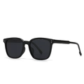 Classic black square frame polarized sunglasses with silver rivets for men and women - Black Frame Black Grey Lens