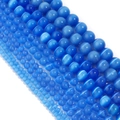 Macro shot of blue cat eye stone loose beads in various sizes for DIY jewelry making - 4mm (Approx 90pcs) / Sapphire Blue