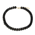 Collier rétro avec cylindres en acrylique noir et perles intercalaires dorées - Collier / Marbre Noir Or