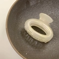 Handmade pearlescent white circular acetate hair claw clip for high ponytail styles - White Enamel
