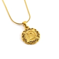 Golden snake chain necklace featuring a round hollow floral pendant with letter D - Letter D