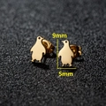 Golden stainless steel penguin stud earrings for women measuring 9mm high by 5mm wide - Penguin / Gold