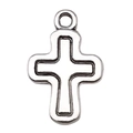 Vintage zilveren legering kruis hart hanger bedel voor DIY sieraden en oorbellen - Massieve lijn kruis 13x19mm