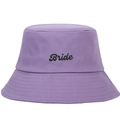 Purple cotton bucket hat with black Bride embroidery for women outdoor travel - Purple