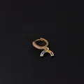 Gold plated huggie hoop earring with rainbow micro-pave cubic zirconia stones - Colorful Zirconia Rainbow Style (13#)