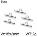 Set of 5 silver stainless steel OT toggle clasps for DIY jewelry making 15x2mm - Silver Mini Smooth Style (KLJ6605-Z)