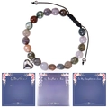 Pink zebra stone braided bracelet with heart pendant and heartfelt message card - To My Daughter / India Agate