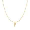 Elegant gold letter F pendant necklace with zircons on a smooth snake chain - Letter F
