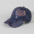 Detail of blue denim baseball cap with leopard print and vintage bronze texture - Style 10-Dark Blue Bronze Leopard Print