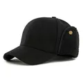Gorra de béisbol de invierno negra para hombre en lana con orejeras de forro - L (55-57cm) / Negro
