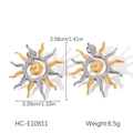 Detaillierte Größenansicht der zweifarbigen Sonnen-Ohrringe aus Edelstahl mit Spirale - Kleine Sonne Gold Silber Bi-Color (HC-E10811)