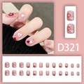 Kit unghie finte rosa con cuori rossi e strass, set da 24 pezzi modello D321 per manicure - Stile Cuore Rosso E Bianco Dolce (D321)