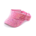 Detail of pink fabric visor with meticulously hand-set colorful sparkling rhinestones - Pink with AB Rhinestones
