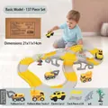 137-piece DIY electric construction track car set with 128 tracks and 3 vehicles - ETC146 Engineering Track Car (137 PCS Set)