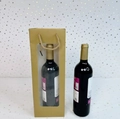 Golden single wine gift bag with clear window and woven rope handle for packaging - Cyan Gold