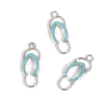 Détails de pendentifs tongs en alliage avec émail bleu clair et anneaux de suspension - 9*24mm / Bleu Lac