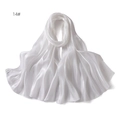 Detailed view of white plain satin shawl with silky texture and elegant shimmering finish - White