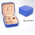 Portable royal blue jewelry travel case with zipper closure and velvet interior - 10*10*5cm / Sapphire Blue